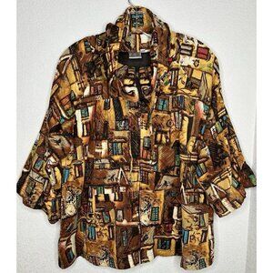 Parsley&Sage Jacket Extra Large Boxy Colorful Artsy Zip Up Pockets Lightweight